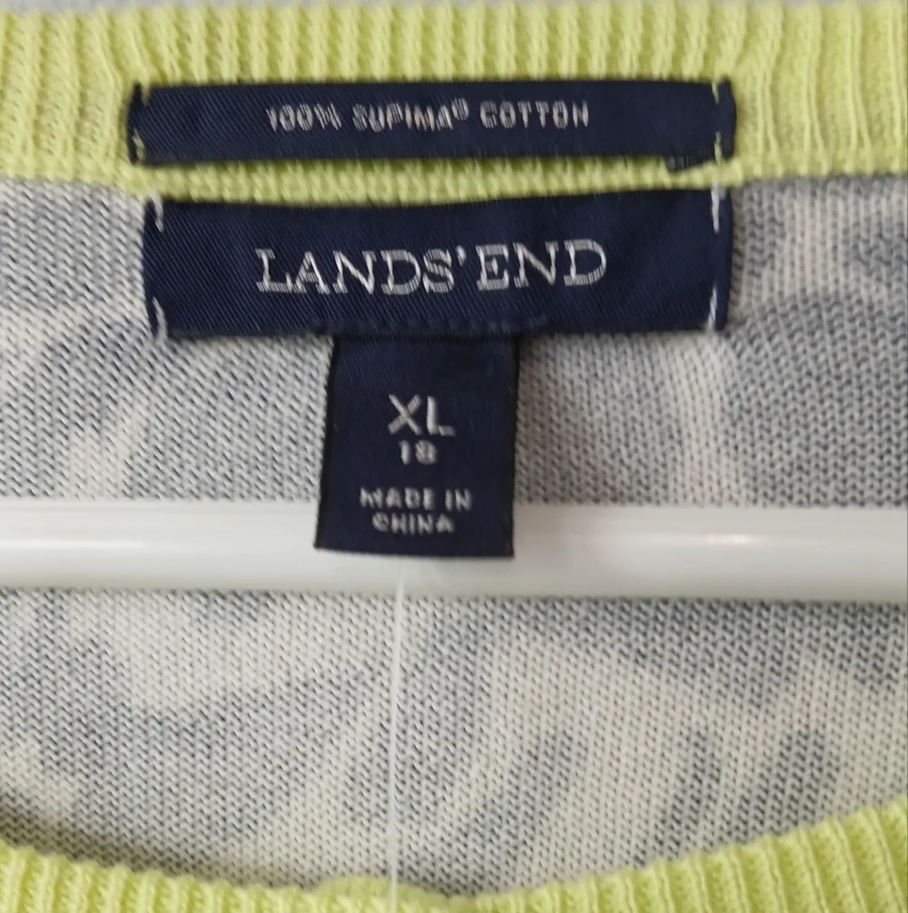 Lands' End Navy & Ivory Floral Cardigan Women's XL NWT